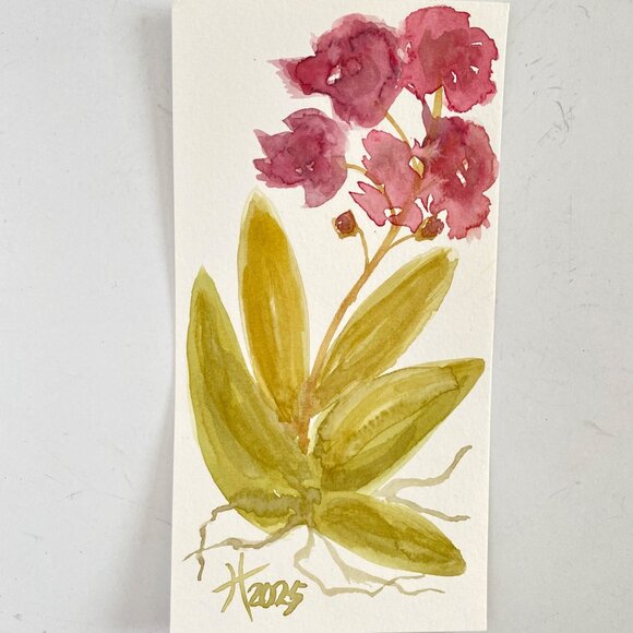 Loose Orchid 2 Original Art Watercolor Painting Frame Ready 8x10in Backing Board - Picture 1 of 4